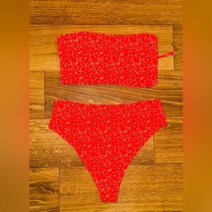 Red Floral Bikini Set